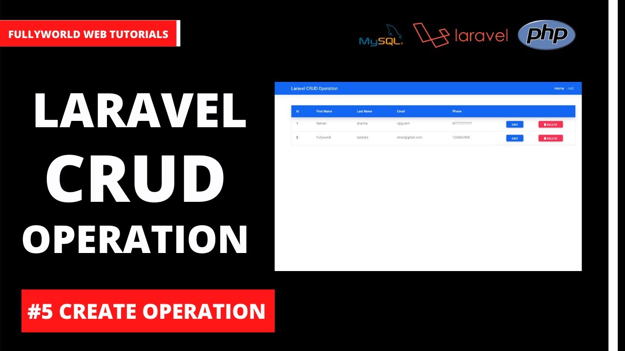 #5 Create Operation | Laravel CRUD Operation - YouTube