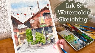Tips and tricks for sketching with watercolor over ink | Loose line and wash painting
