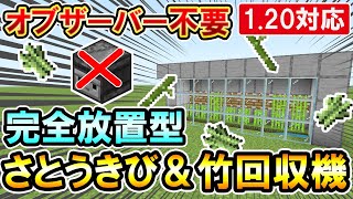 1.20対応｜オブザーバー不要！初心者でも作りやすい竹＆さとうきび全自動収穫機の作り方（PE/PS4/Switch/Xbox/Win10）マイクラ統合版/Bedrock Edition