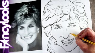 Cómo hacer un boceto para retrato-Diana de Gales-paso a paso