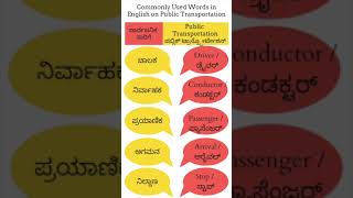 Public Transportation - English words/ಸಾರ್ವಜನಿಕ ಸಾರಿಗೆ #englishvocabulary #spokenenglish #english