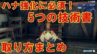 【ゼノブレイド2攻略】ハナの強化パーツ作成に必須！5つの技術書の取り方まとめ