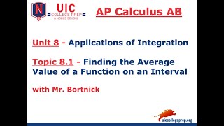 AP Calculus AB - 8.1 Finding the Average Value of a Function on an Interval