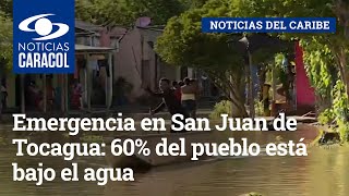 Emergencia en San Juan de Tocagua: 60% del pueblo está bajo el agua y la gente debe andar en canoa