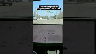 Tesla's Self-Driving AI Masterfully Recognizes No Turn on Red Sign - Unbelievable Real-Time Reaction