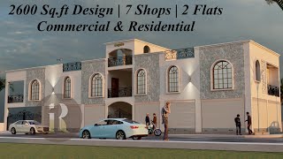 2600 Sqft Commercial and Residential Building Design with Detailed Plan | 2600 Sqft Ghar Ka Naksha