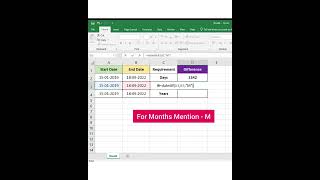 Datedif formula for calculating days, months and years #keeplearning #practice #exceltips
