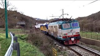 E652.103 + carro RGS + carro SPERRY + FALCO 2 + E652.001 con NCL Benevento-Foggia, Ariano Irpino