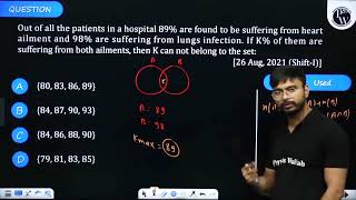 Out of all the patients in a hospital \\(89 \\%\\) are found to be suffering from heart ailment and...