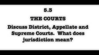 5.3 Discuss District, Appellate and Supreme Courts. What does jurisdiction mean?