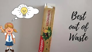 How to make paper box from Colgate box / DIY pencil box from Colgate box