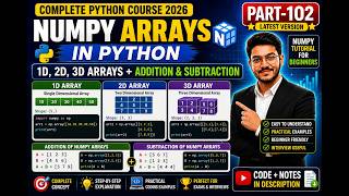 NumPy Arrays in Python 🚀 | 1D, 2D, 3D Arrays + Addition & Subtraction Explained | Part-102