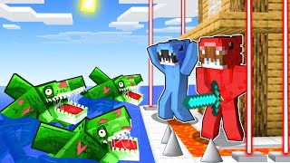 Tiburones Zombies vs La Casa Más Segura de Minecraft!