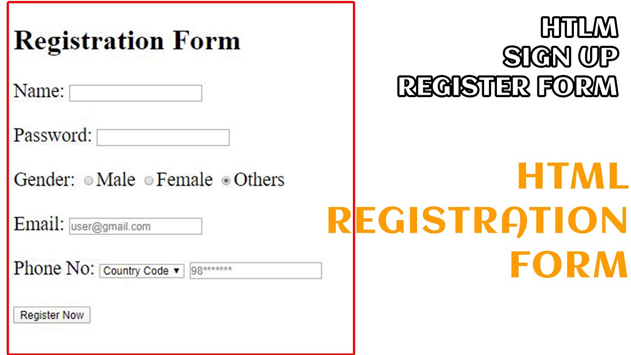 How To Create Registration Form In HTML | Simple HTML Form -- Easy Step ...