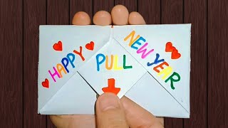 DIY-SURPRISE MESSAGE CARD FOR NEW YEAR ||Pull Tab Origami Envelope Card ||Happy New Year Card 2025