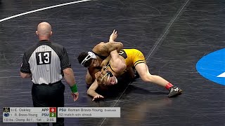 133lbs Roman Bravo Young (Penn State) vs Ethan Oakley (Appalachian State)