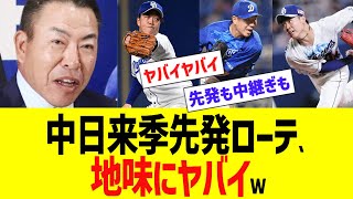 中日来季先発ローテ、地味にヤバイｗ