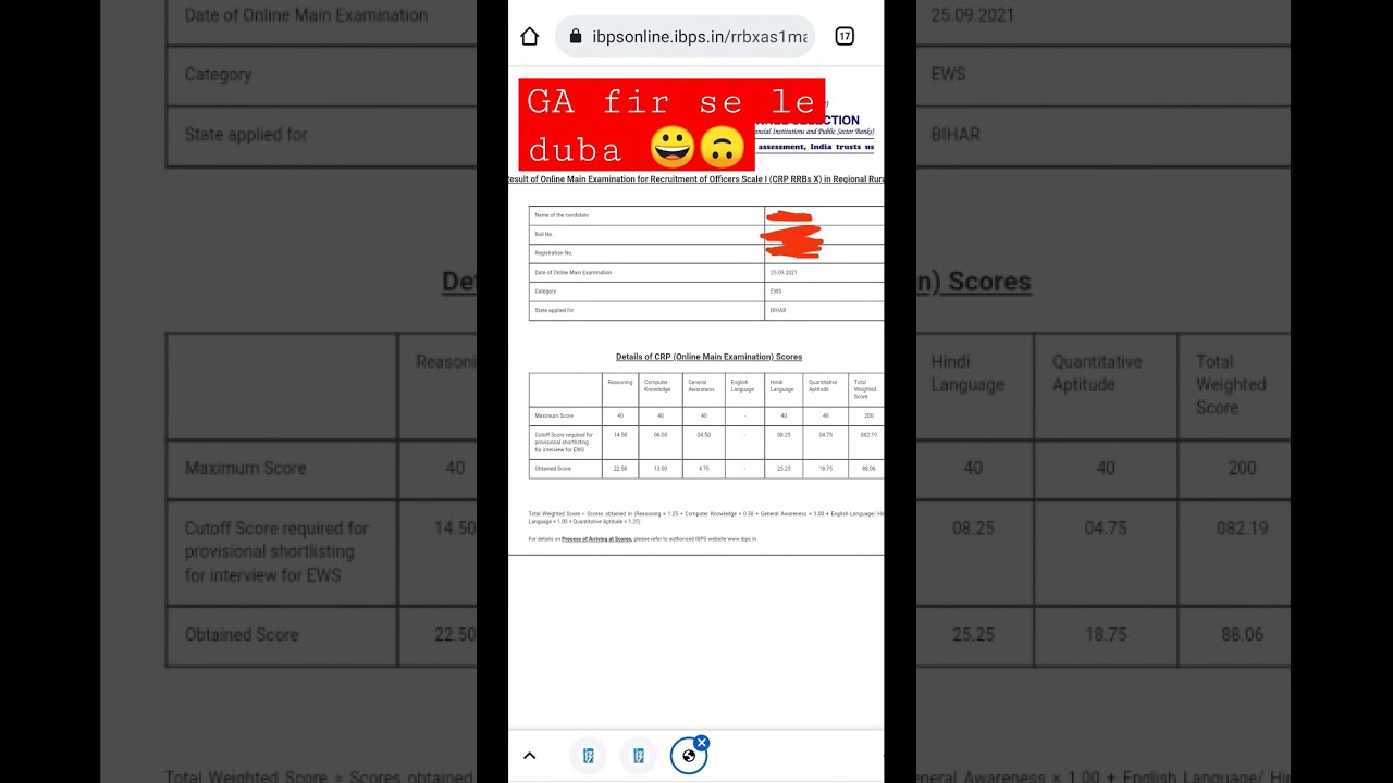 My RRB PO Mains Scorecard - YouTube