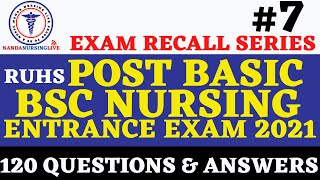 RUHS Post Basic BSc Nursing Entrance Exam 2021 Questions And Answers Paper | Post Basic BSc Nursing