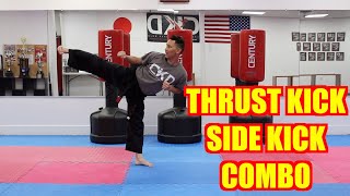 KARATE for beginners Lesson 3 - Thrust kick and Side kick combo
