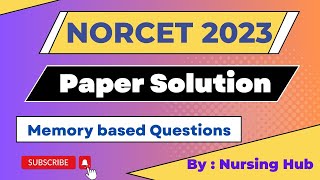 AIIMS NORCET 2023 Answer Key || Paper Solution || Memory Based Questions || NORCET