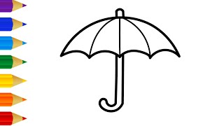 UMBRELLA DRAWING, HOW TO DRAW UMBRELLA, Easy Drawings And Coloring Videos #shorts