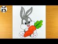 cute rabbit with fresh carrot drawing@TaposhiartsAcademy