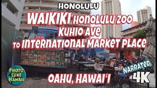 Waikiki Honolulu Zoo Kuhio Ave to International Market Place Narrated Oahu Hawaii