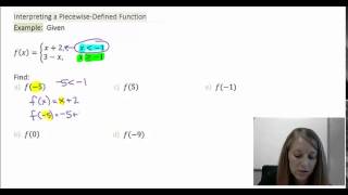 1: Introudction and Evaluation of Piecewise Functions