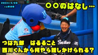 つば九郎　ぱるること西川くんから何やら話しかけられる？　2024/4/20 vs横浜