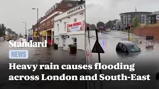 Heavy rains cause flooding and transport chaos across London and surrounding areas