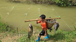 FULL VIDEO 90 days orphan boy Khai makes fish traps harvests catfish and carp how to make fish traps