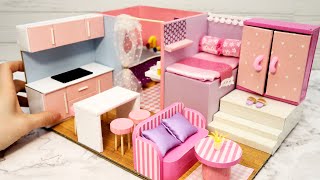 DIY Miniature Cardboard House #18    bathroom, kitchen, bedroom, living room for a family