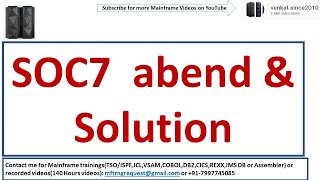 What is SOC7 abend? How to fix SOC7 abend? | OFFSET VALUE | COBOL| Mainframe