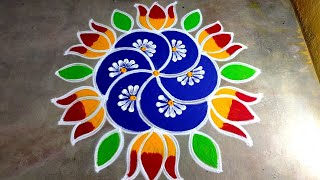 New year 2023 special lotus flower rangoli|5*3 dhanurmasam muggulu| puthandu kolam|Amazing rangoli