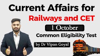 1 October 2020 Current Affairs for CET Common Eligibility Test Dr Vipan Goyal Study IQ #CET #NTPC