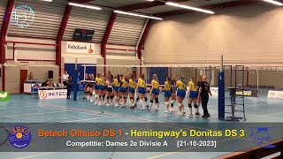 Volleybal Dames 2e Divisie A: Betech Olhaco D1 - Hemingway's Donitas D3 [21-10-2023]