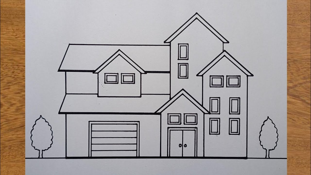 How To Draw A Beautiful House Easy Drawing Youtube