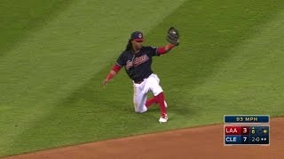 LAA@CLE: Martinez makes diving play on Marte's liner