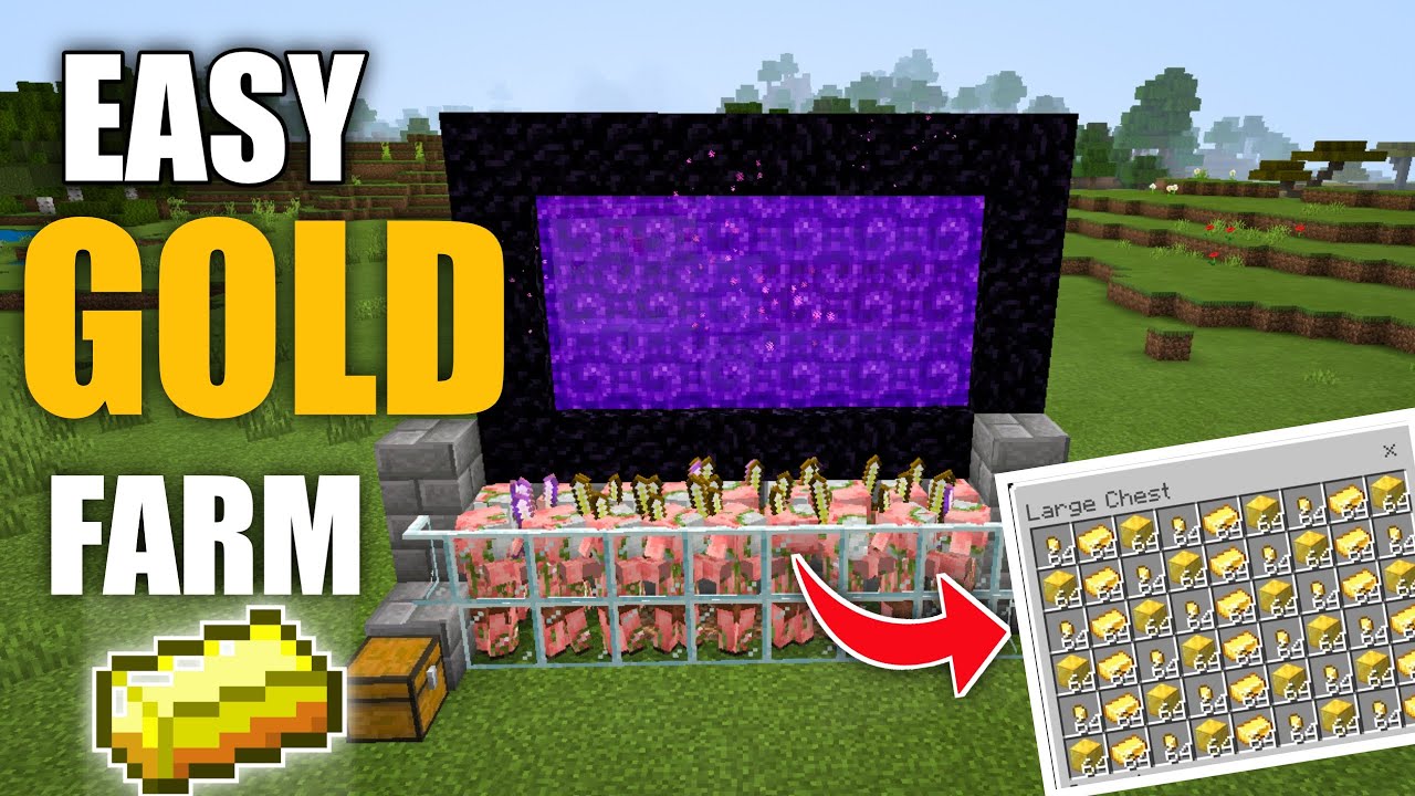 Simple Gold Farm For Minecraft Bedrock/Pocket Edition (1.17) | Easy ...