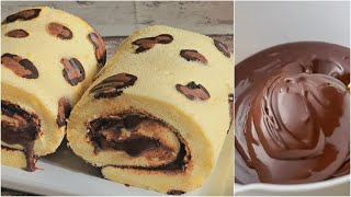 Leopard Print Swiss Roll Cake with Homemade Chocolate Sauce | Easy Sponge Cake & Cake Art Tutorial