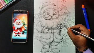 christmas Day special drawing.......Santa Clus Drawing with grid method part-1...(outline tutorial)