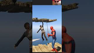 GTA 5 spiderman ragdolls funny video, gta v spiderman jump #shorts 14