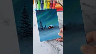 Easy way to paint aurora night sky / acrylic painting ideas for beginners