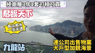 九龍站，君臨天下，3座極高層，3房1套可租可買單位，實:1108尺，連公司出售物業，非永居可慳重稅，可望一整片西南維港一線海景/Ray Chan 888#君臨天下#九龍站#香港豪宅