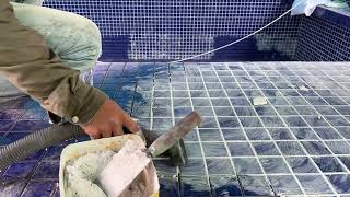 Tile Fixing in swimming pool | ក្រាលការ៉ូ និងបៀករ៉ងក្នុងអាងហែលទឹក