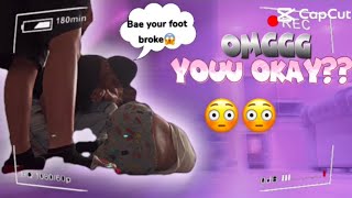 FALLING DOWN THE STAIRS PRANK ON WIFEY AND HER BESTIE‼️( SHE CALLED 911 😳😮)