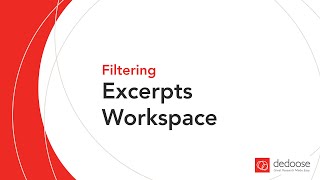 Filtering via the Excerpts Workspace | Dedoose for Qualitative and Mixed Methods Data Analysis