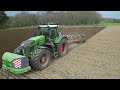 4kᵁᴴᴰ march 2024 home farm nacton s fendt 942 vario ploughing with a kverneland lo 85 plough