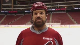 Josh Collmenter skates with the Coyotes